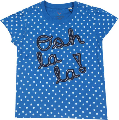 

Allen Solly Junior Girls Printed Cotton T Shirt(Blue, Pack of 1