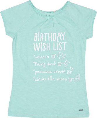 

Allen Solly Junior Girls Printed Cotton T Shirt(Blue, Pack of 1