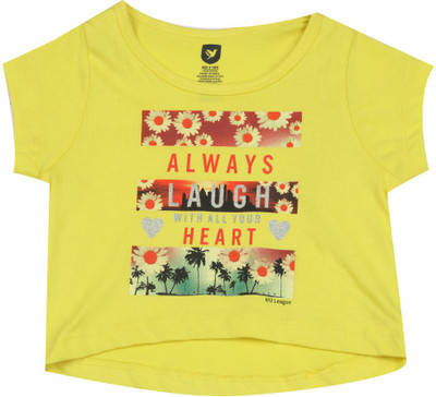 

612 League Girls Casual Cotton Top(Yellow, Pack of 1