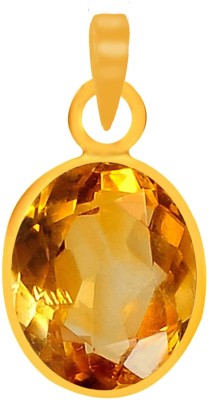 PTM Natural Certified Citrine (Sunehla) Gemstone 6.25 Ratti or 5.62 Carat for Male Panchdhatu 22K Gold Plated Alloy Pendant