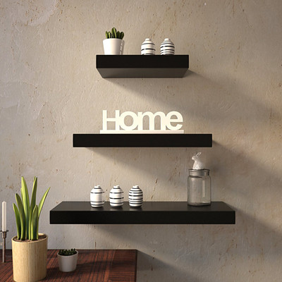 

Onlineshoppee Flotante Set of 3 MDF Wall Shelf(Number of Shelves - 3, Black)