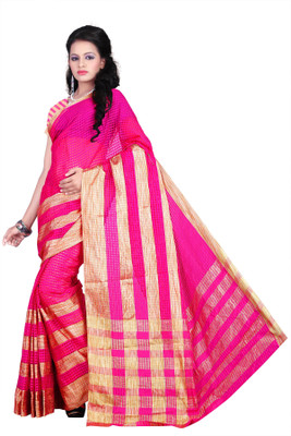 

Weavedeal Checkered Coimbatore Cotton Saree(Pink)