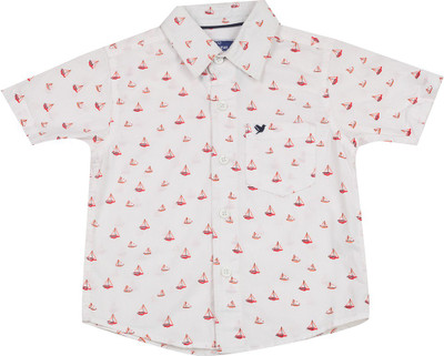 

612 League Boys Printed Casual White Shirt