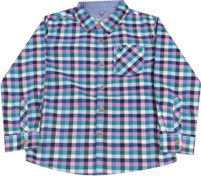 Allen Solly Junior Boys Checkered Casual Blue Shirt