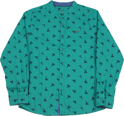 Allen Solly Junior Boys Printed Casual Green Shirt