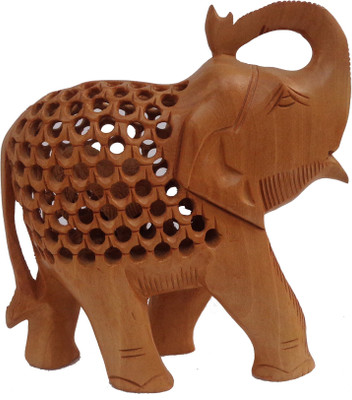 

LAVANSHI 5" Kadamba Wood Undercut Salute Elephant Decorative Showpiece - 12 cm(Wooden, Brown)