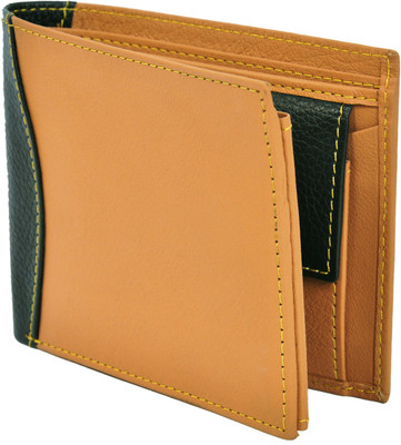 

Naysa Men Tan, Black Genuine Leather Wallet(4 Card Slots), Light brown