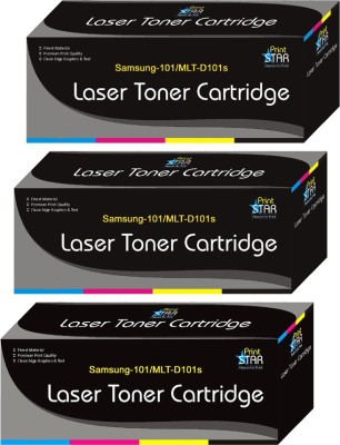 PrintStar 101 Black Toner Cartridge Comaptible For Samsung 101 Toner/Mlt-d101s - Pack of 3 Black Ink Toner