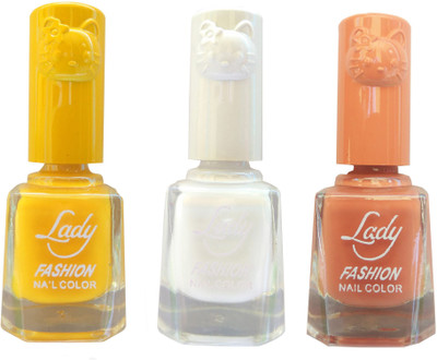 

Lady Fashion Colour Cap Insta Dry Nail polish (Evergreen Colours) Yellow,White,Nude(Pack of 3)