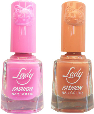 

Lady Fashion Colour Cap Insta Dry Nail polish (Evergreen Colours) Pink,Nude(Pack of 2)
