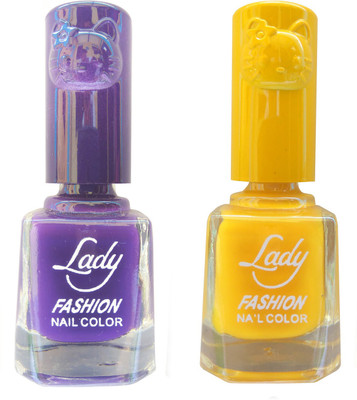 

Lady Fashion Colour Cap Insta Dry Nail polish (Evergreen Colours) Purple,Yellow(Pack of 2)