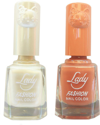 

Lady Fashion Colour Cap Insta Dry Nail polish (Evergreen Colours) Creamy White,Nude(Pack of 2)