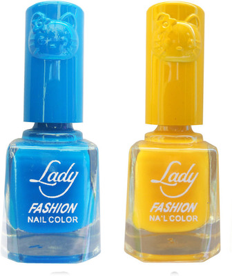 

Lady Fashion Colour Cap Insta Dry Nail polish (Evergreen Colours) Blue,Yellow(Pack of 2)
