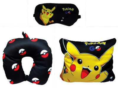 

Kids Mandi Pokemon Character High Quality two in one Sleeping Kit / Travel Pillow With Eye Mask For Kids, Adults Neck Pillow & Eye Shade(Black)