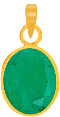 PTM Natural Certified Emerald (Panna) Gemstone 5.25 Ratti or 4.73 Carat for Male Panchdhatu 22K Gold Plated Alloy Pendant