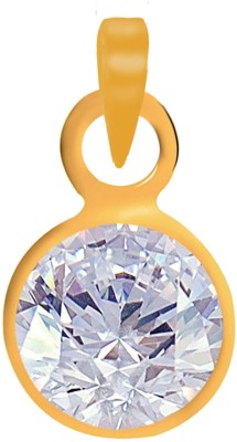 PTM Natural Certified Zircon (American Diamond) Gemstone 5.25 Ratti or 4.86 Carat for Male Panchdhatu 22K Gold Plated Alloy Pendant