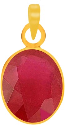 PTM Natural Certified Ruby (Manik) Gemstone 7.25 Ratti or 6.57 Carat for Male Panchdhatu 22K Gold Plated Alloy Pendant