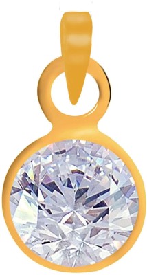 PTM Natural Certified Zircon (American Diamond) Gemstone 7.25 Ratti or 6.68 Carat for Male Panchdhatu 22K Gold Plated Alloy Pendant