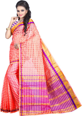 

Weavedeal Checkered Coimbatore Cotton Saree(Red)