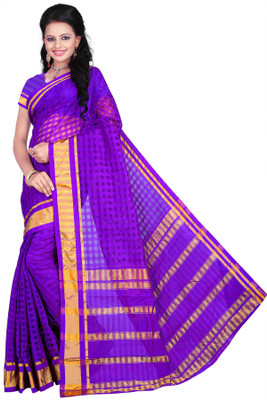 

Weavedeal Checkered Coimbatore Cotton Saree(Purple)