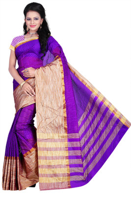 

Weavedeal Checkered Coimbatore Cotton Saree(Purple)