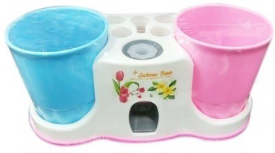 

Connectwide Toothpaste Dispenser With Cup Holder Plastic Toothbrush Holder(Multicolor, Wall Mount)
