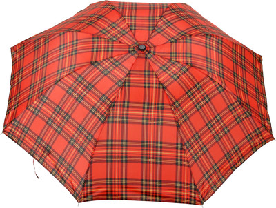 FabSeasons Dual Color Checkered Print Umbrella(Red, Black)