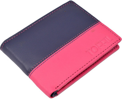 

TOFFIL Men Blue, Pink Genuine Leather Wallet(4 Card Slots), Blue;persian pink