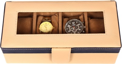 Leatherworld PU Leather Watch Box(Beige, Holds 4 Watches)   Watches  (Leatherworld)