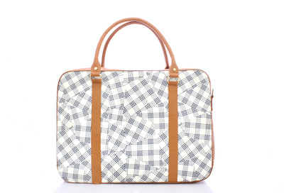 

Bagclan checkered laptop bag Shoulder Bag(White, 3 inch)