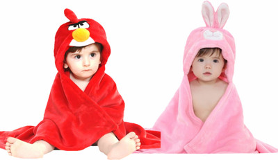 

BRANDONN Animal  Hooded Baby Blanket(Polyester, Pink, Red