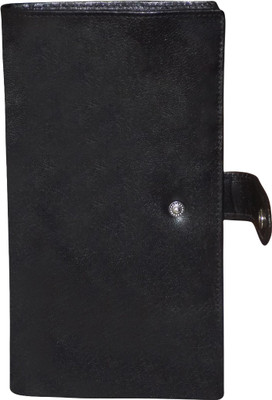 Style 98 Men Black Genuine Leather Wrist Wallet(8 Card Slots)