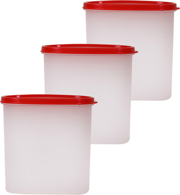 

Mahaware Microwaveable Space Saver 3PC - 1800 ml Plastic Grocery Container(Pack of 3, White, Red), Red;white