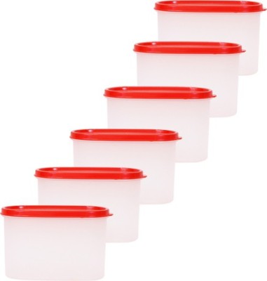 

Mahaware Microwaveable Space Saver 6PC - 1200 L Plastic Grocery Container(Pack of 6, White, Red), Red;white
