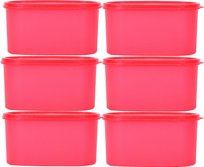 Mahaware Microwaveable Space Saver 6PC - 1.2 L Plastic Grocery Container(Pack of 6, Red)