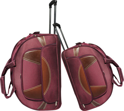 

AdevWorld Stylish Polyes-foam Purple Luxury Double Pocket (25-21) Duffel Strolley Bag(Purple)