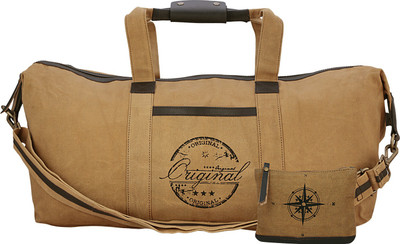 

NEUDIS Genuine Leather & Recycled Stone Washed Canvas Duffle Bag for Gym & Travel - Original Gym Bag(Brown)