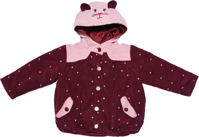 

Nauti Nati Full Sleeve Self Design Baby Girls Jacket, Wine-pink