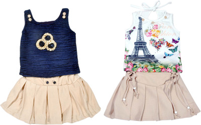 

Hey Baby Girls Party(Festive) Top Skirt(Multicolor