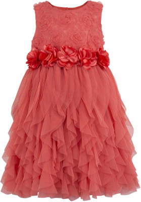

Toy Balloon Kids Girls Midi/Knee Length Party Dress(Red, Sleeveless, Coral red
