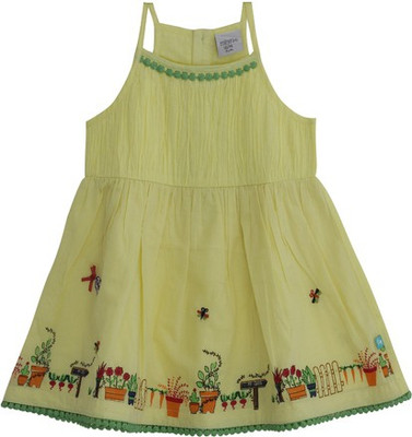 

Mini Klub Girls Midi/Knee Length Casual Dress(Yellow, Sleeveless