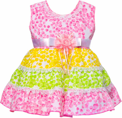 

Littly Girls Midi/Knee Length Casual Dress(Multicolor, Sleeveless, Pink