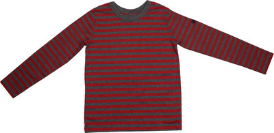 

Indirang Boys Striped Cotton T Shirt(Red, Pack of 1