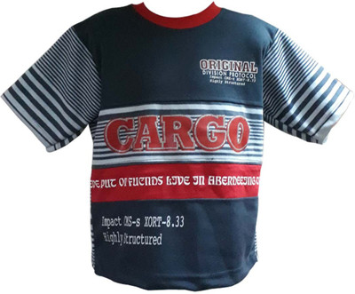 

Global Heart Boys Striped Cotton T Shirt(Grey, Pack of 1