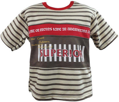

Global Heart Boys Printed Cotton T Shirt(Brown, Pack of 1, Light brown