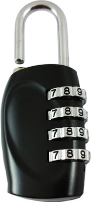 DOCOSS 4 Digit Travel Brass Locks Small Bag Luggage Resettable Password Padlock Combination Lock(Black) Flipkart