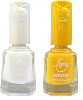 

Lady Fashion Colour Cap Insta Dry Nail polish (Evergreen Colours) White,Yellow(Pack of 2)