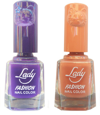

Lady Fashion Colour Cap Insta Dry Nail polish (Evergreen Colours) Purple,Nude(Pack of 2)