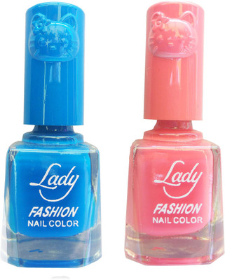 

Lady Fashion Colour Cap Insta Dry Nail polish (Evergreen Colours) Blue,Pink(Pack of 2)