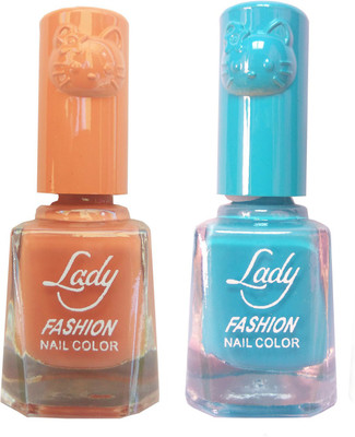 

Lady Fashion Colour Cap Insta Dry Nail polish (Evergreen Colours) Nude,Blue(Pack of 2)